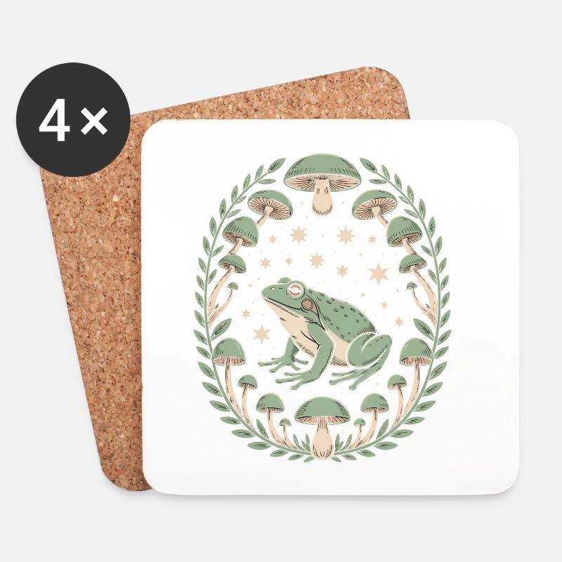 Frosch Und Pilze Mit Sternenhimmel Design - Untersetzer (4er-Set) - Weiß