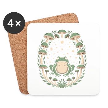 Magical frog and mushrooms in the starry sky - Coasters (set of 4) - white - Front