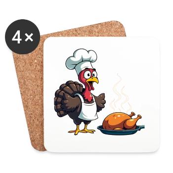 Thanksgiving Truthahn Koch - Untersetzer (4er-Set) - Weiß - Vorne