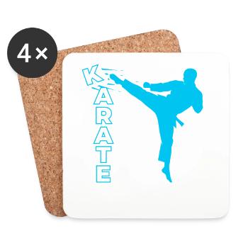 Karaté, Karaté Combattant, Arts martiaux, Karaté Kick - Dessous de verre (lot de 4) - blanc - Devant