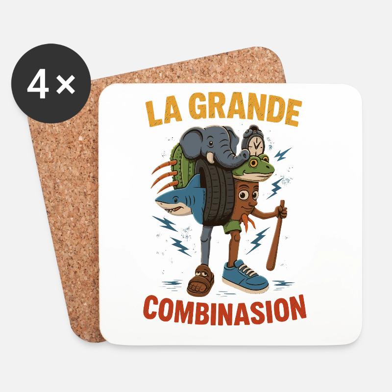 Combinasion La Grande Kombination Italienische Brainrot - Untersetzer (4er-Set) - Weiß