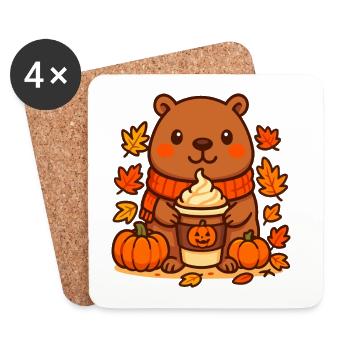 Capybara Pumpkin Latte – Cozy Autumn Mood - Coasters (set of 4) - white - Front