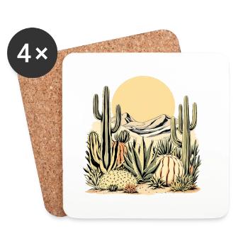 Boho Nature Cacti - Coasters (set of 4) - white - Front