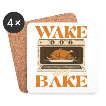 Wake And Bake Funny Thanksgiving Autumn Style - Coasters (set of 4) - white - Front