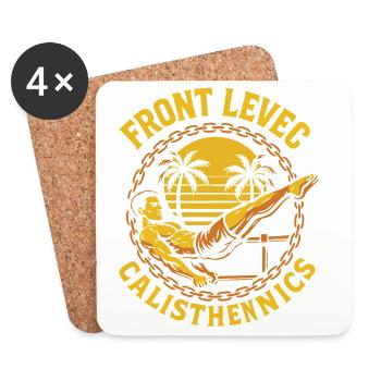 Front Levec Calisthenics Fitness Gym Workout - Coasters (set of 4) - white - Front