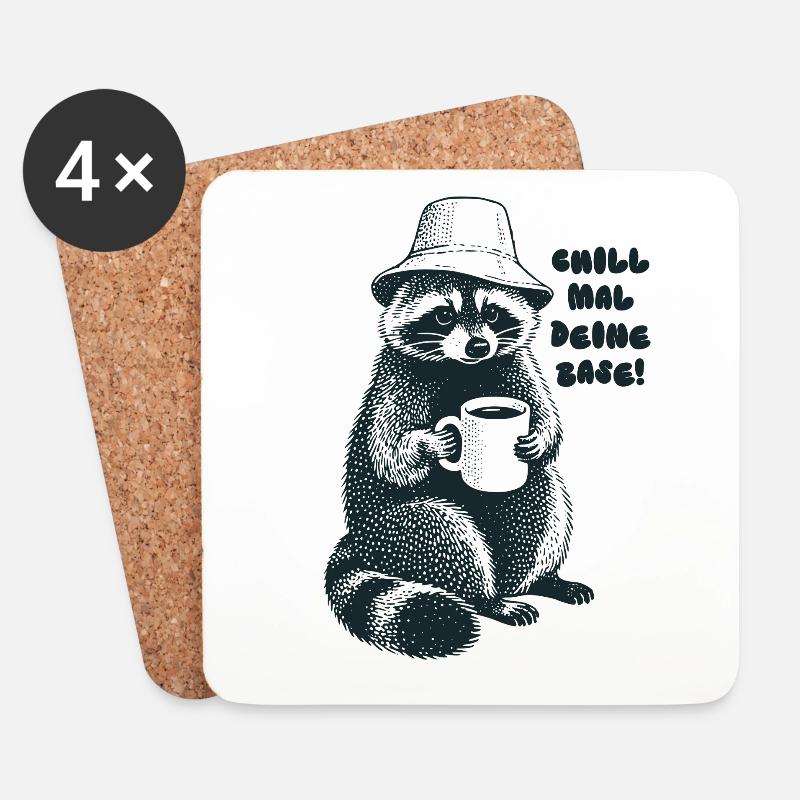 Chill mal deine Base - Waschbär - Untersetzer (4er-Set) - Weiß