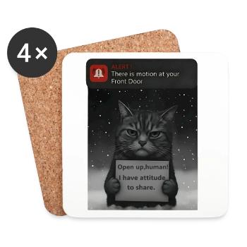 Cat a un message pour vous - Funnier - Dessous de verre (lot de 4) - blanc - Devant