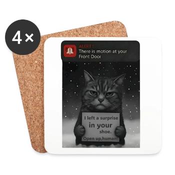 Cat a un message pour vous - Funnier - Dessous de verre (lot de 4) - blanc - Devant