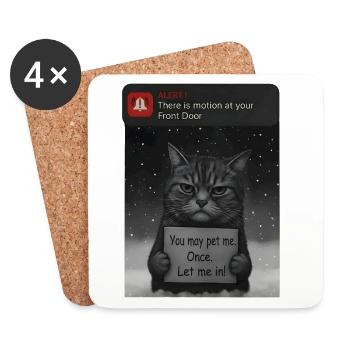 Cat a un message pour vous - Funnier - Dessous de verre (lot de 4) - blanc - Devant
