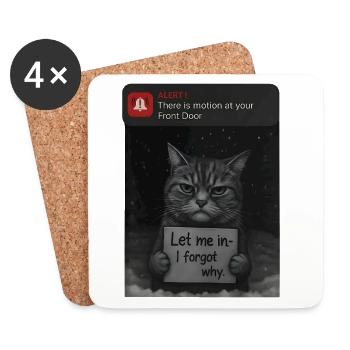 Katze hat eine Mitteilung für dich - Lustiger - Untersetzer (4er-Set) - Weiß - Vorne