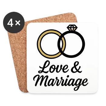 Alliances Amour et Mariage - Love & Marriage - Dessous de verre (lot de 4) - blanc - Devant