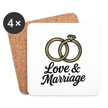 Alliances Amour et Mariage - Love & Marriage - Dessous de verre (lot de 4) - blanc - Devant