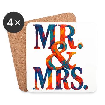 MR. & MRS - Romantic Wedding - Newlyweds - Coasters (set of 4) - white - Front