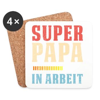 Soon dad SUPER DADDY IN WORK Funny - Coasters (set of 4) - white - Front