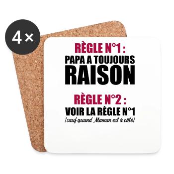Humour Papa Maman Règles Cadeau - Dessous de verre (lot de 4) - blanc - Devant