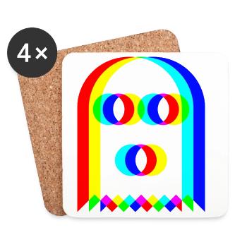 👻 RGB-Geist - Untersetzer (4er-Set) - Weiß - Vorne