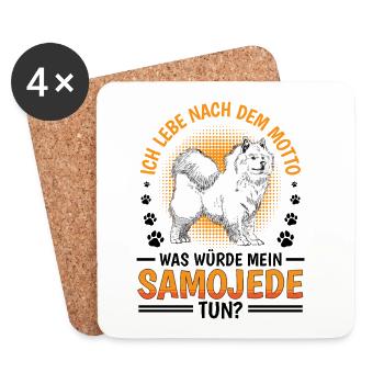 Was würde Samojede tun Schlittenhund - Untersetzer (4er-Set) - Weiß - Vorne