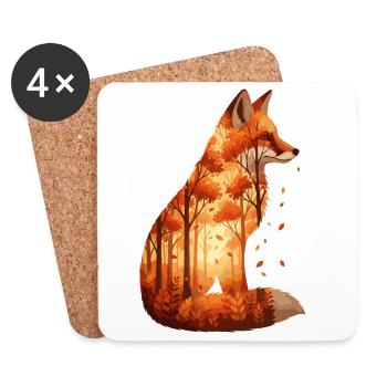 Cozy Autumn Fox Design - Nature & Forest - Coasters (set of 4) - white - Front