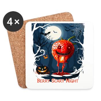 Halloween Zombie Erdbeere  - Untersetzer (4er-Set) - Weiß - Vorne
