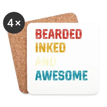 Bearded Inked and Awesome - Coasters (set of 4) - white - Front