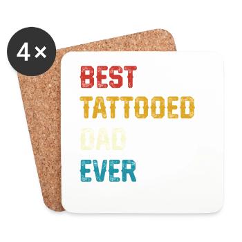 Best Tattooed Dad Ever - Coasters (set of 4) - white - Front