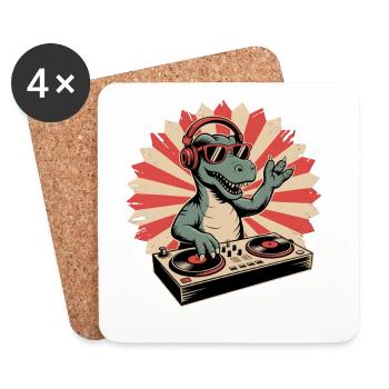 Alligator DJ im Retro-Rhythm - Untersetzer (4er-Set) - Weiß - Vorne