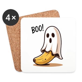 Banana Ghost Halloween - Coasters (set of 4) - white - Front