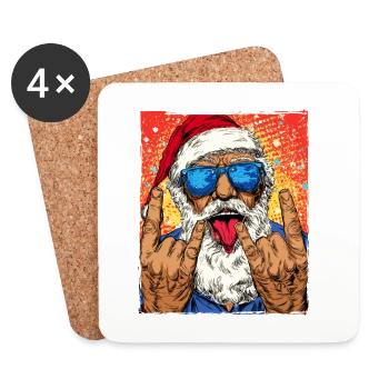 Père Noël Drôle Noël - Dessous de verre (lot de 4) - blanc - Devant