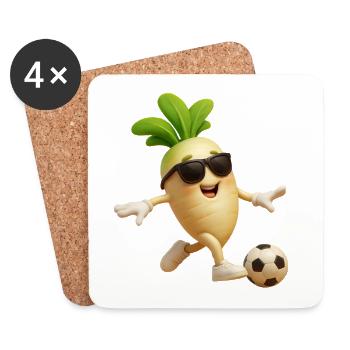 Radis d’hiver Daikon Football - Dessous de verre (lot de 4) - blanc - Devant