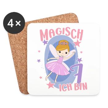 7ème anniversaire fée 7 ans fille anniversaire motif - Dessous de verre (lot de 4) - blanc - Devant