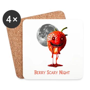 Erdbeer Halloween Berry Scary Night - Untersetzer (4er-Set) - Weiß - Vorne