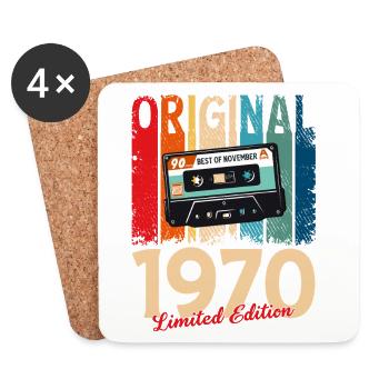 55. Geburtstag Kassette November Jahrgang 1970 - Untersetzer (4er-Set) - Weiß - Vorne