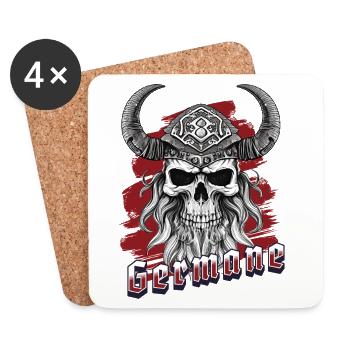 Viking Schädel Totenkopf Germane - Untersetzer (4er-Set) - Weiß - Vorne