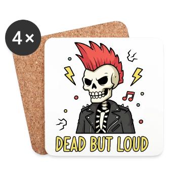 Dead but loud punk skeleton - Coasters (set of 4) - white - Front