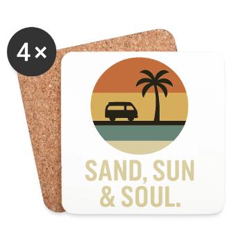 Sand, Sonne Und Seele Urlaub Abenteuer - Untersetzer (4er-Set) - Weiß - Vorne