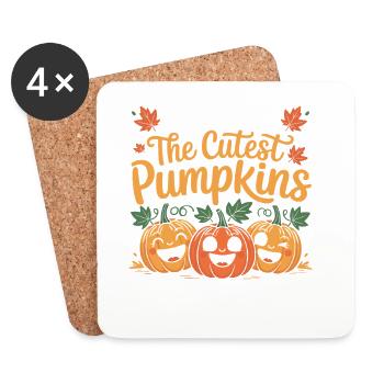 Sweet pumpkins in autumn teacher - Coasters (set of 4) - white - Front