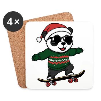Panda Christmas Funny - Coasters (set of 4) - white - Front