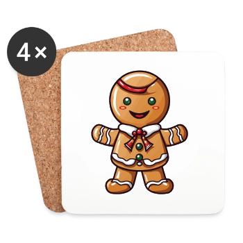 Christmas Gingerbread Baking Cookie - Coasters (set of 4) - white - Front