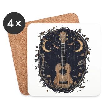 Gothic Uke with Moon Moth - Coasters (set of 4) - white - Front