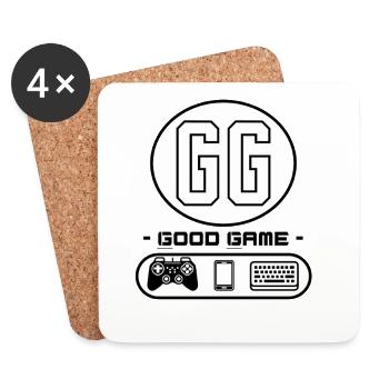 Gaming Shirt I GG Good Game I Lustige Retro Desgin - Coasters (set of 4) - white - Front