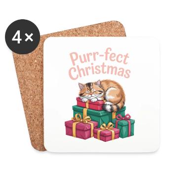 Purr-fect Christmas Sweet Sleeper - Coasters (set of 4) - white - Front