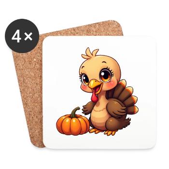Bébé dinde de Thanksgiving - Dessous de verre (lot de 4) - blanc - Devant