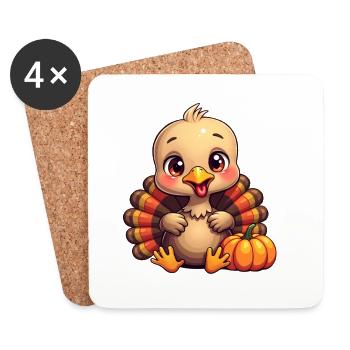 Bébé dinde de Thanksgiving - Dessous de verre (lot de 4) - blanc - Devant