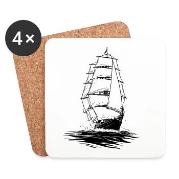 voilier voile illustration marin - Dessous de verre (lot de 4) - blanc - Devant