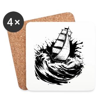 voilier voile illustration marin - Dessous de verre (lot de 4) - blanc - Devant