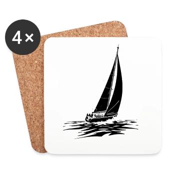 voilier voile illustration marin - Dessous de verre (lot de 4) - blanc - Devant