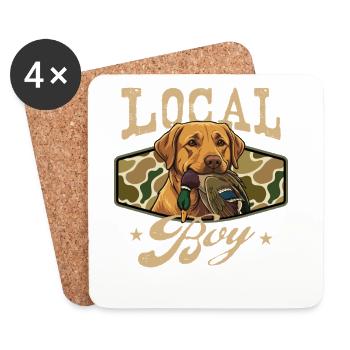 Local Boy Labrador Duck Hunting Marsh Scene - Coasters (set of 4) - white - Front