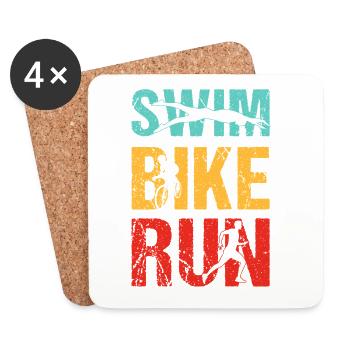 Triathlon Natation Cyclisme Course à pied Sports vintage - Dessous de verre (lot de 4) - blanc - Devant