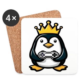 Penguin with gaming controller and crown - Coasters (set of 4) - white - Front