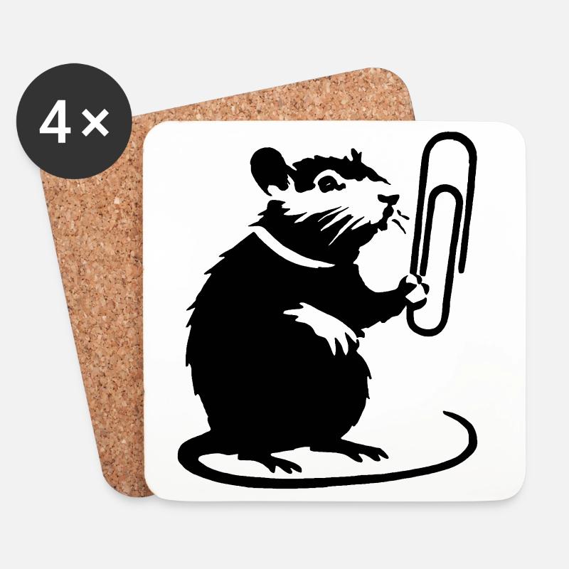 Ratte als Bürohengst - Untersetzer (4er-Set) - Weiß
